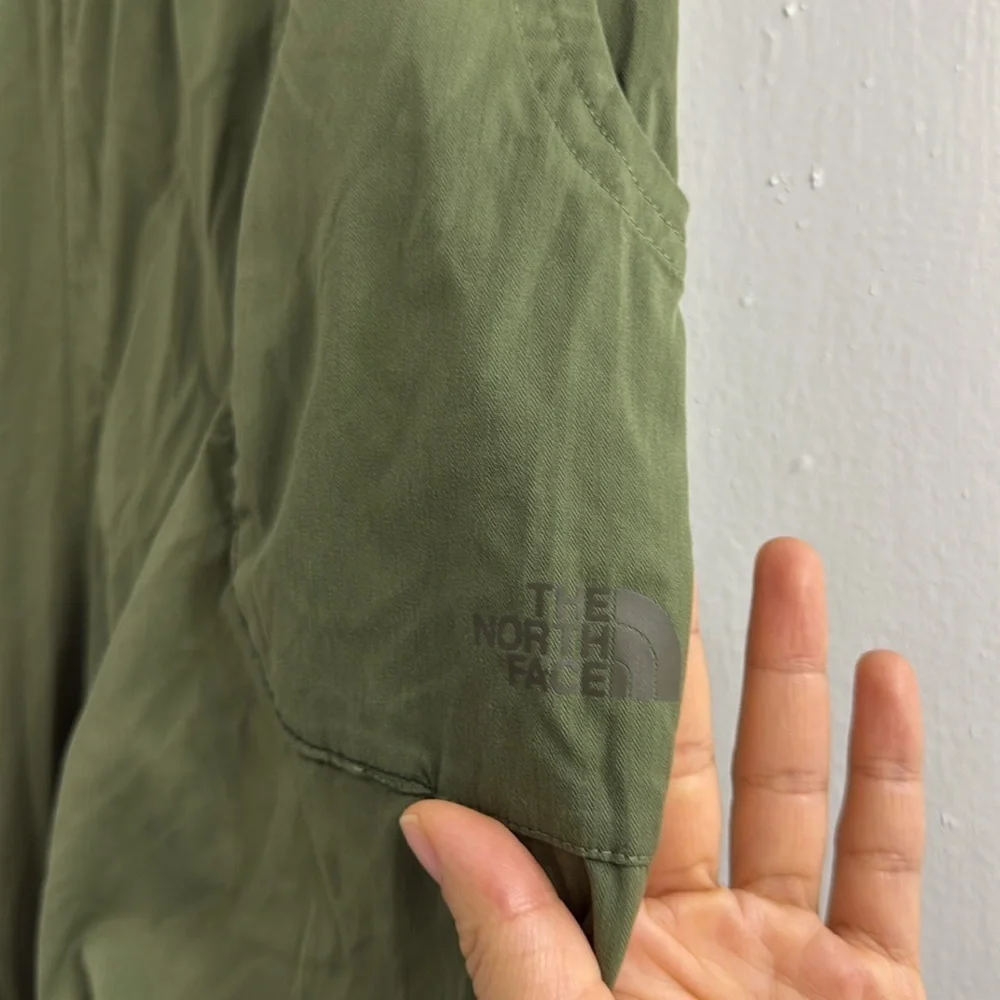 NORTH FACE Girls Jogger Pants XL (18) Olive Green Ruched Cropped Pull On Outdoor